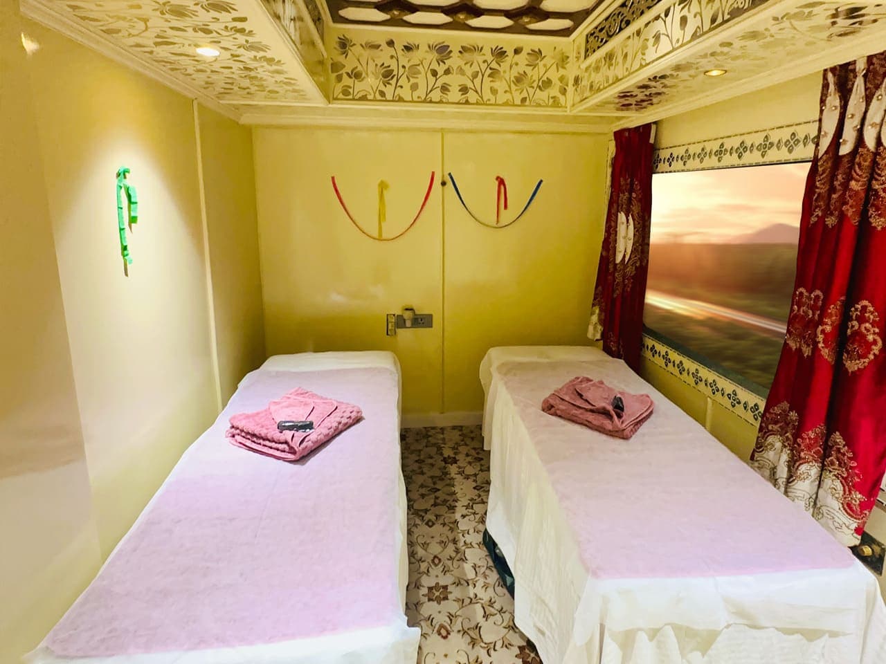 Spa Car twin Ayurvedic massage beds onboard